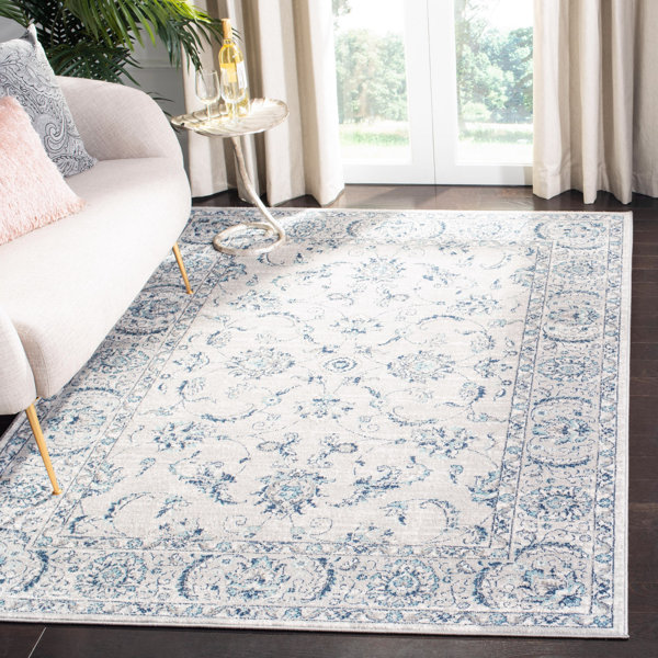 Bungalow Rose Llana Performance Light Grey / Blue Rug & Reviews Wayfair